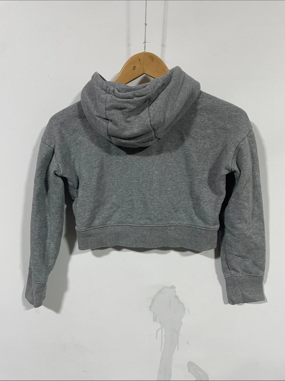 Nike Girls' Grey Cropped Hoodie with White Logo